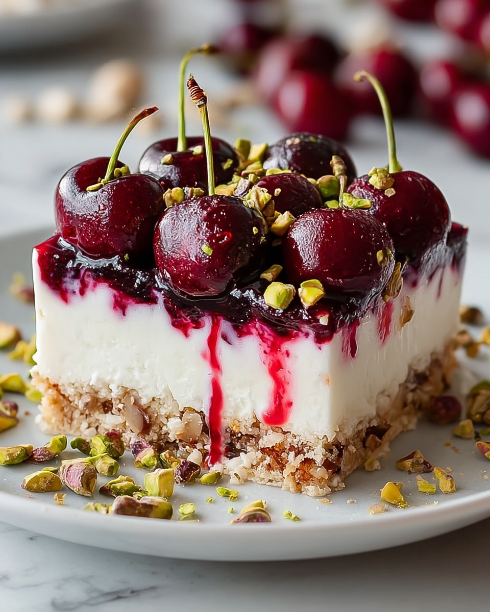 Heavenly Cherry Pistachio Cheesecake Bars Recipe - Recipe Image