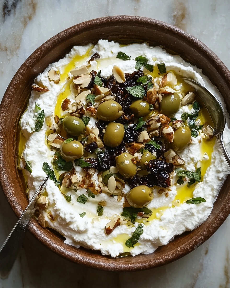 Ricotta with Crushed Olives, Almonds & Lemon Recipe - Recipe Image