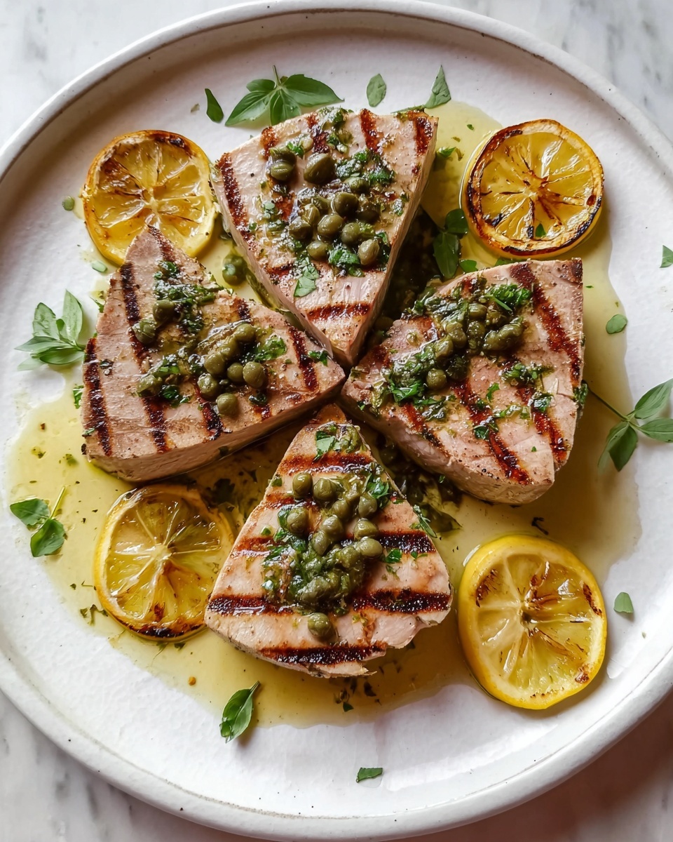 Seared Tuna Steaks with Lemon, Caper, and Parsley Butter Recipe - Recipe Image