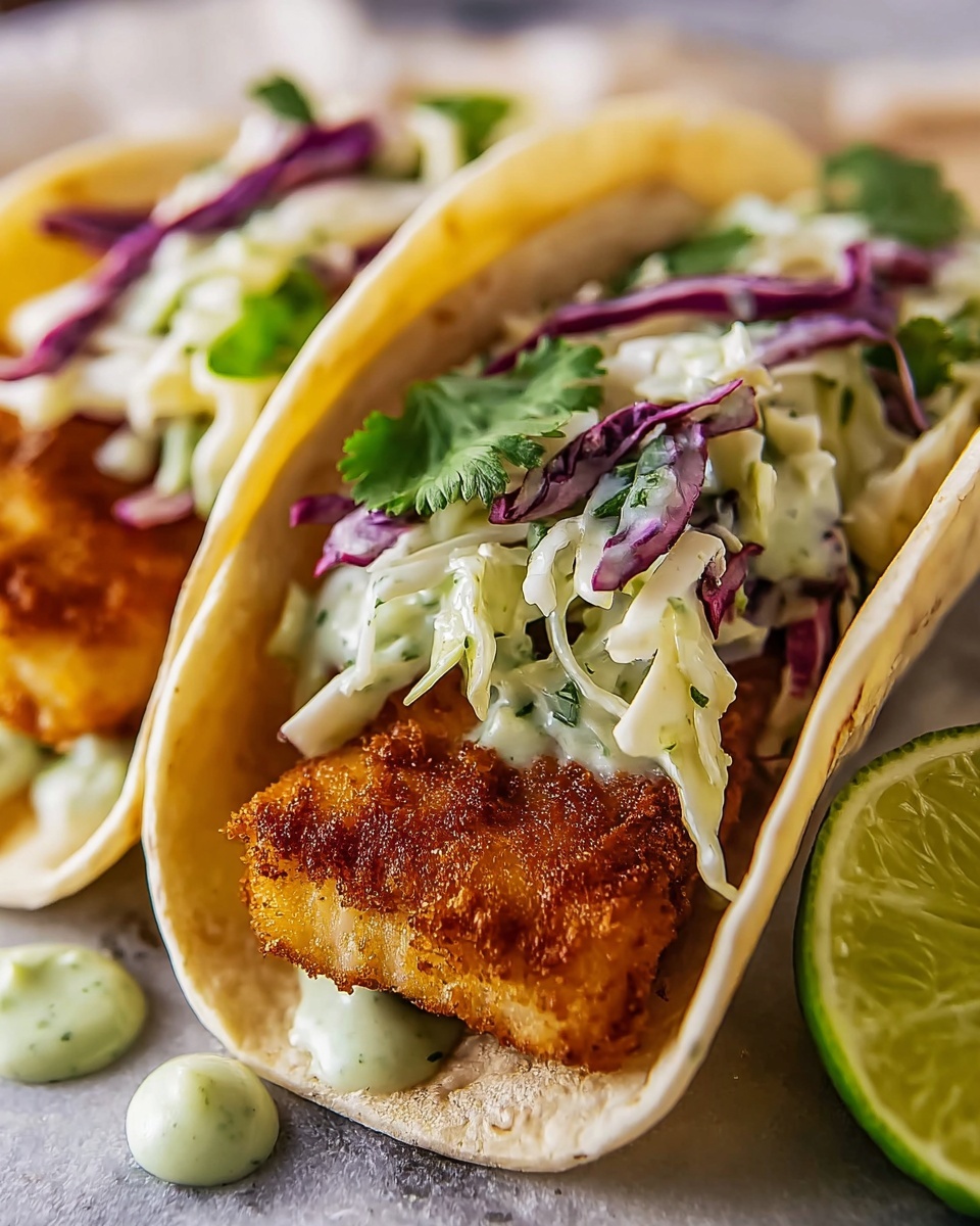 Crispy Fish Tacos with Slaw and Lime Chipotle Sauce Recipe - Recipe Image
