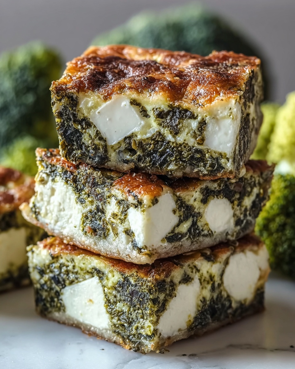 Broccoli and Feta Savory Brownies Recipe - Recipe Image