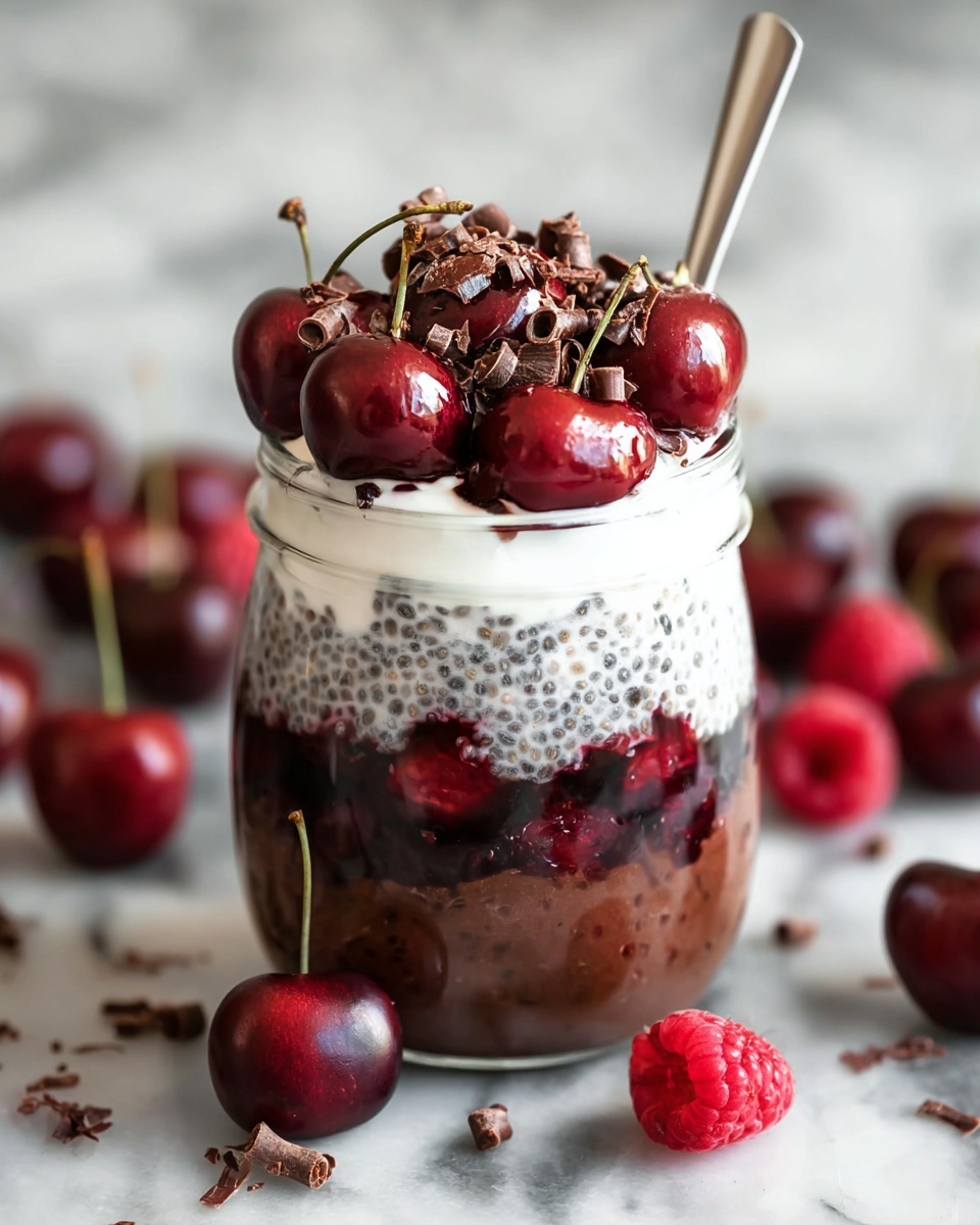Layered Black Forest Overnight Oats Recipe - Recipe Image