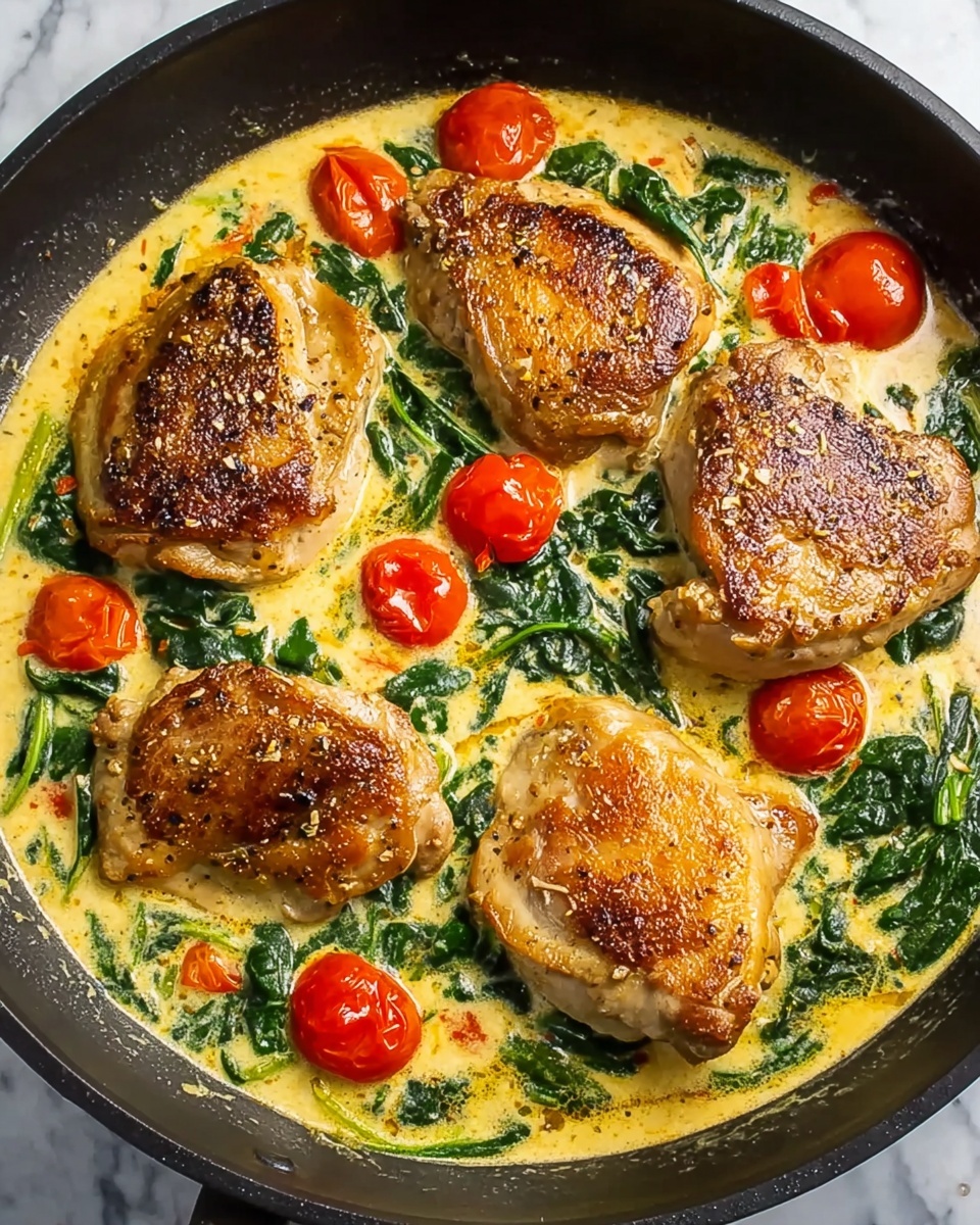 Creamy Pesto Chicken with Roasted Tomatoes and Spinach Recipe - Recipe Image