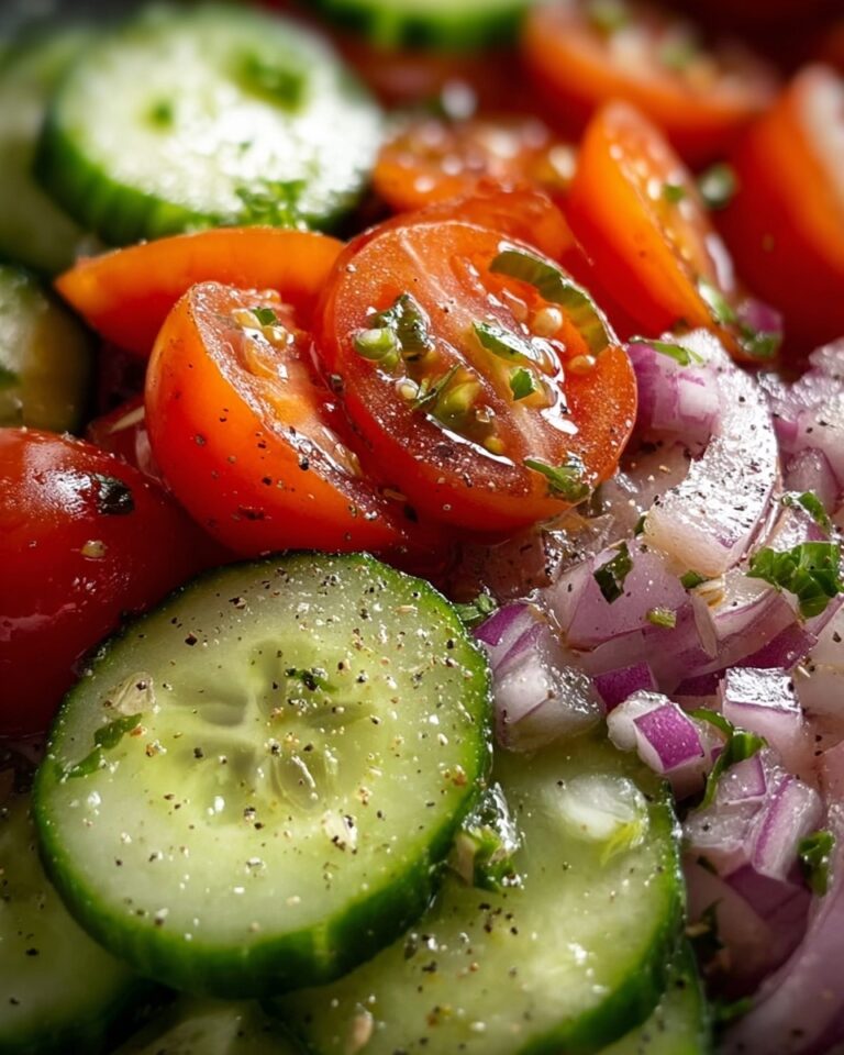 Fresh & Tangy Marinated Cucumber, Onion, and Tomato Salad Recipe