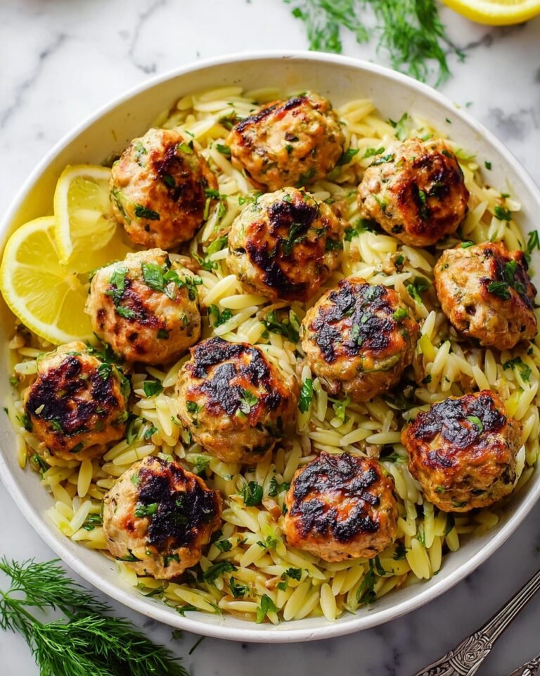 Greek Chicken Meatballs with Lemon Orzo Recipe
