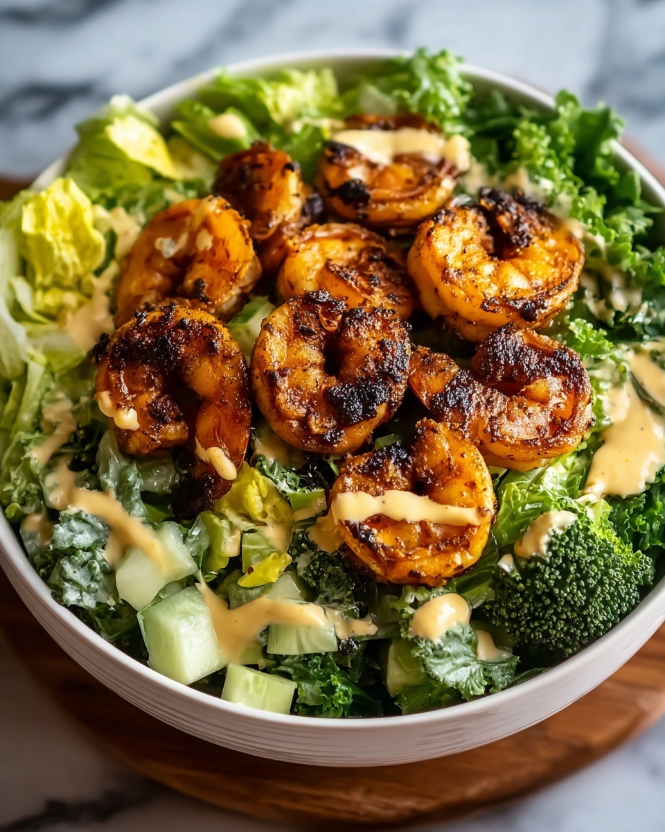 Hot Honey Blackened Shrimp Caesar Salad Recipe - Recipe Image