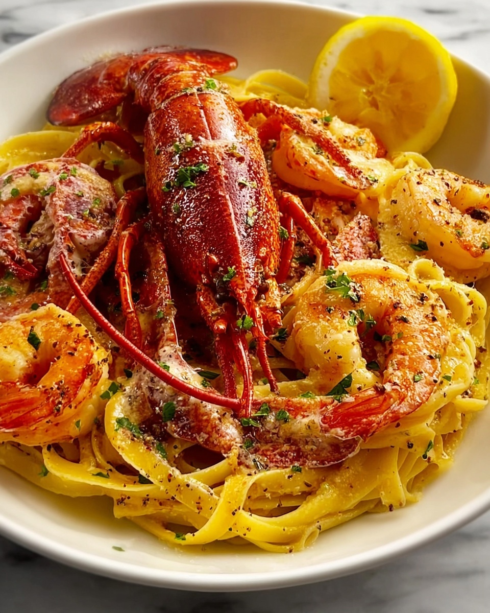 Lemon Pepper Lobster Shrimp Pasta Recipe - Recipe Image