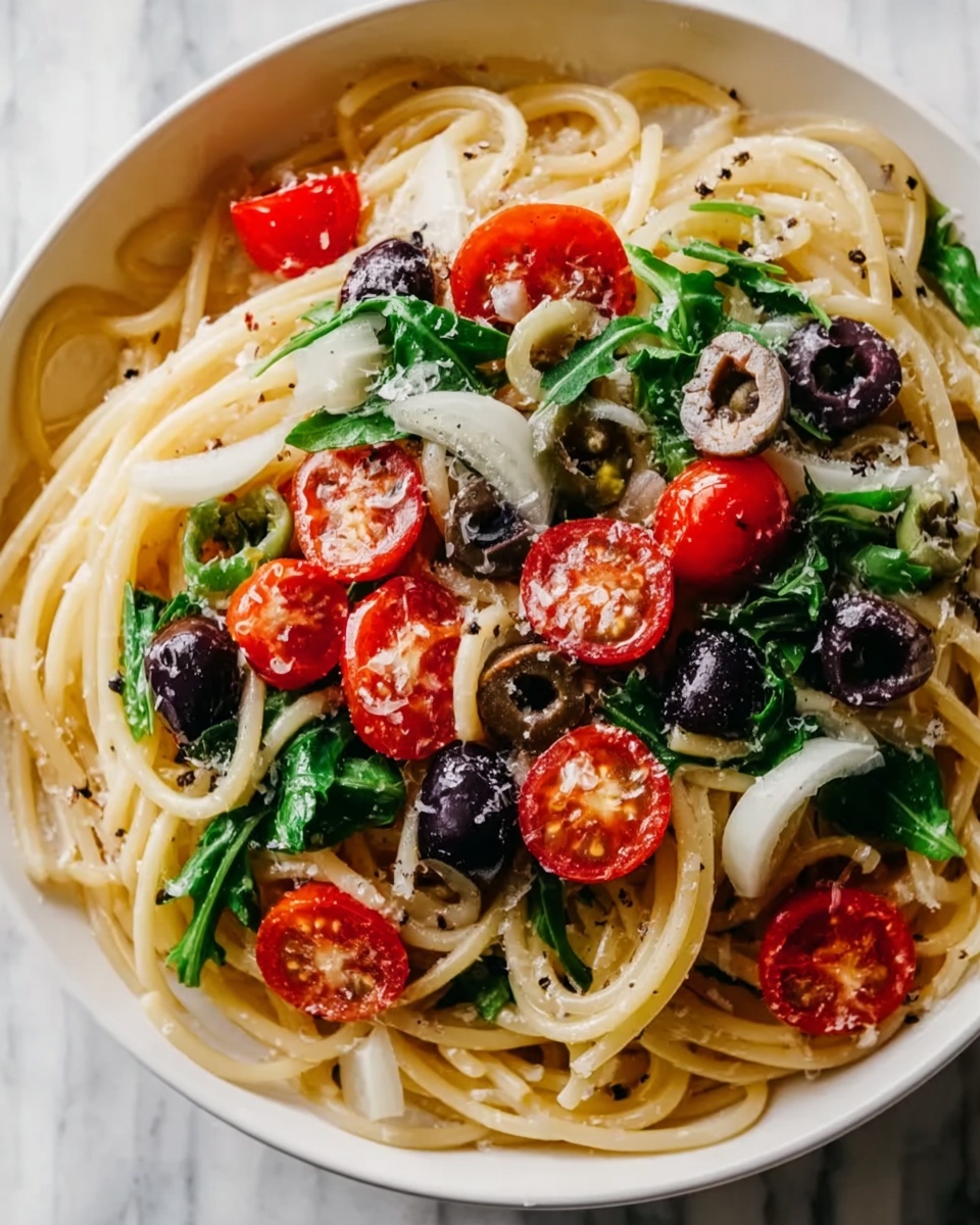 Spaghetti Salad with Fresh Vegetables and Feta Recipe - Recipe Image
