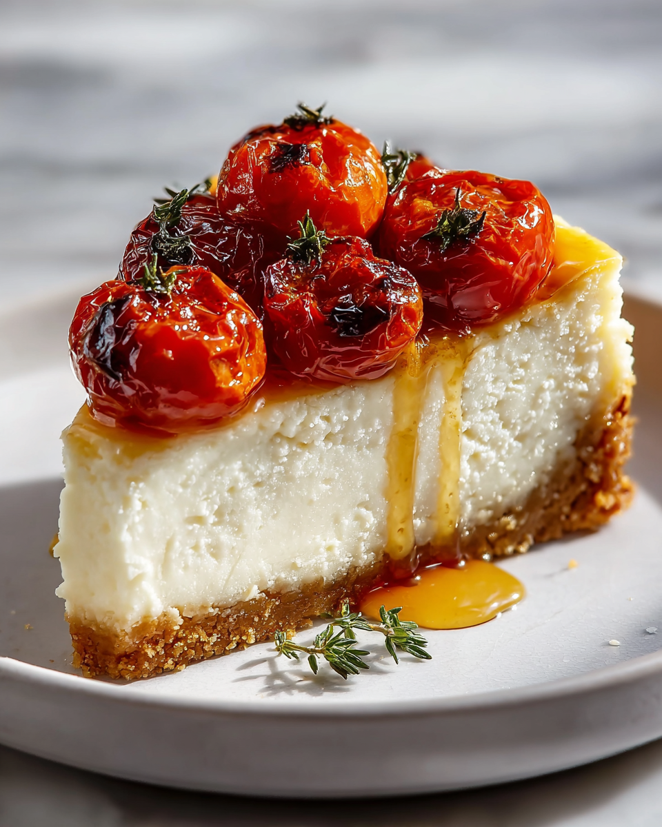 Savory Cheesecake with Roasted Tomato Jam and Parmesan Crust Recipe - Recipe Image
