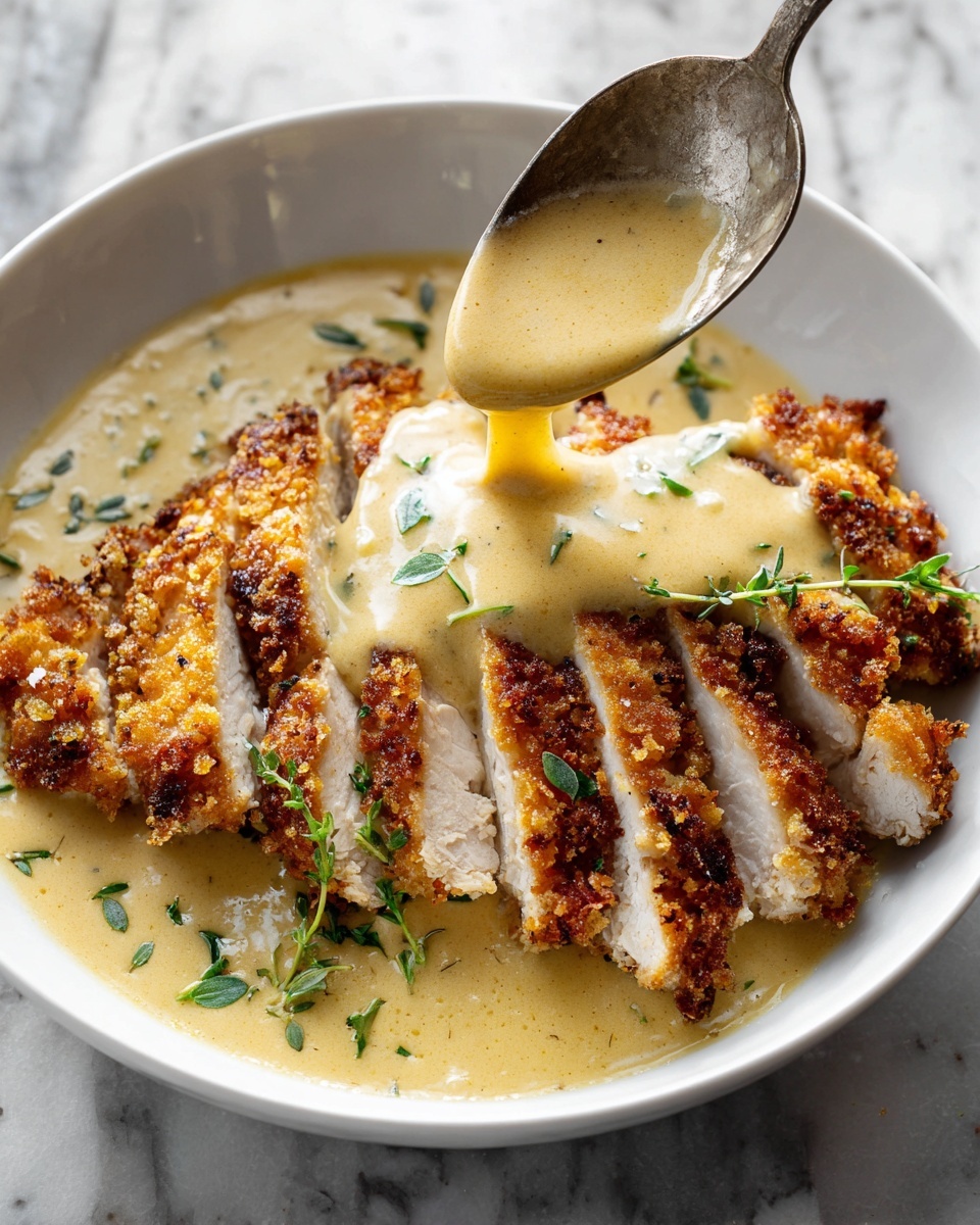 Parmesan Crusted Chicken with Creamy Garlic Sauce Recipe - Recipe Image