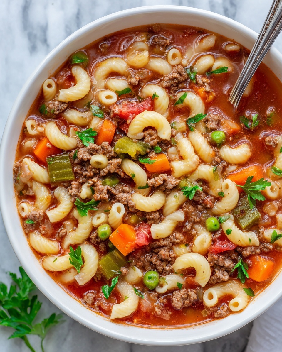 Beef and Macaroni Soup Recipe - Recipe Image