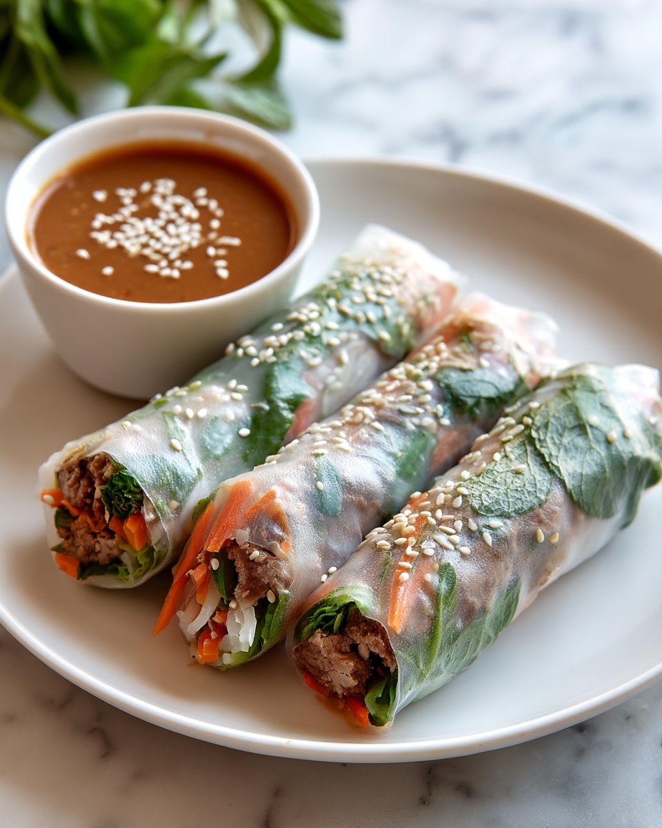 Beef Spring Rolls with Peanut Lime Dipping Sauce Recipe - Recipe Image