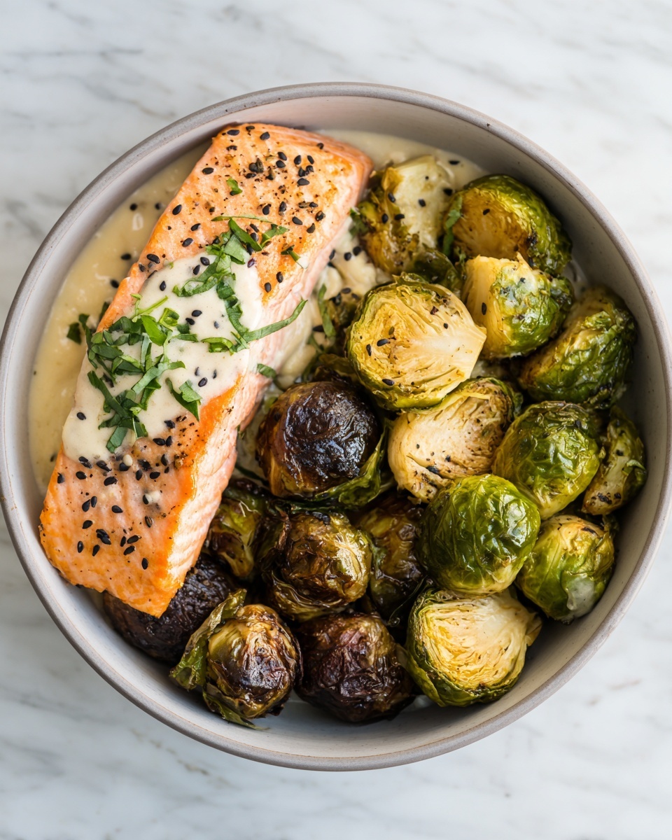 Teriyaki Salmon Bowls with Crispy Brussels Sprouts Recipe - Recipe Image