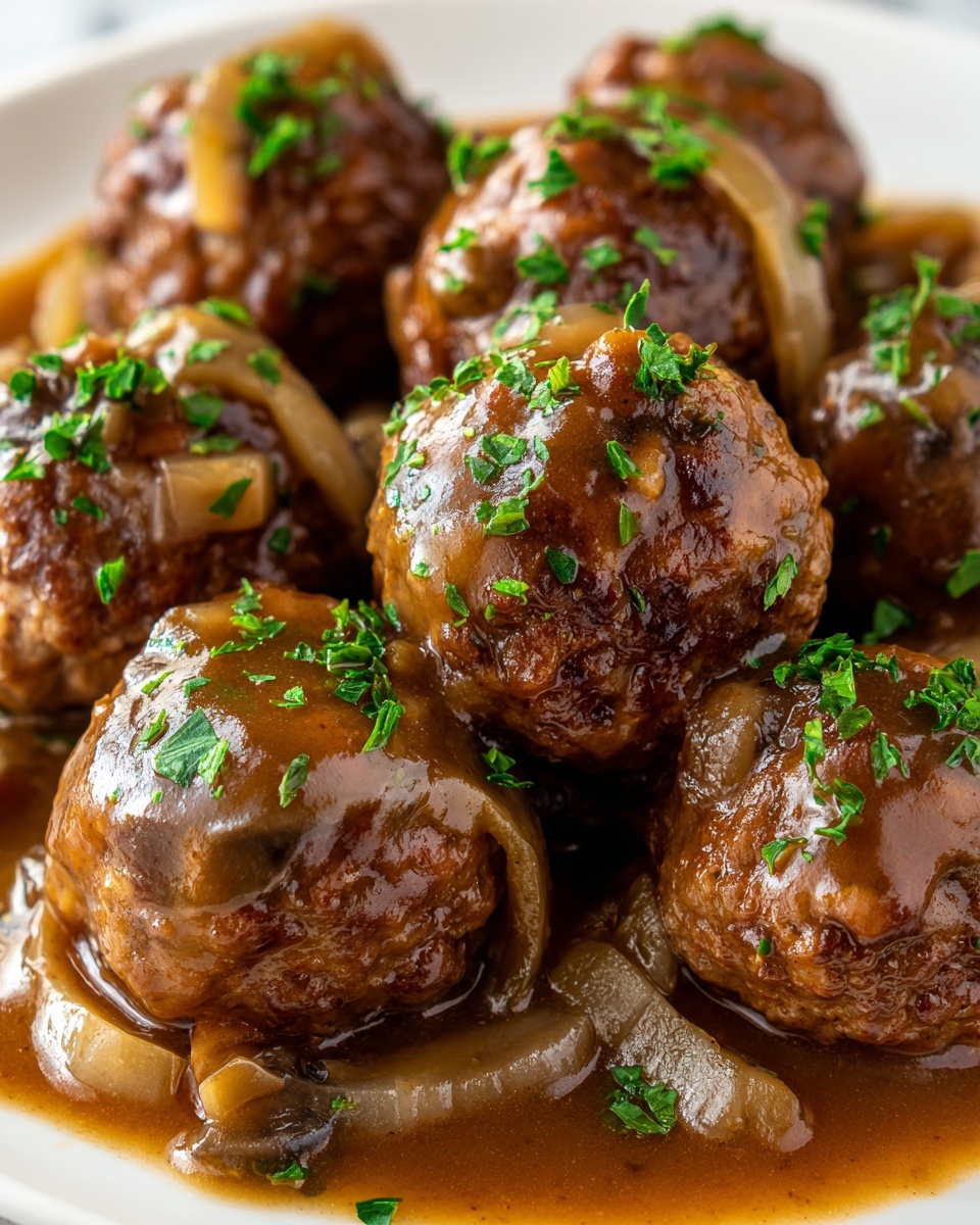 Savory Beef Meatballs in Mushroom Sauce Recipe - Recipe Image