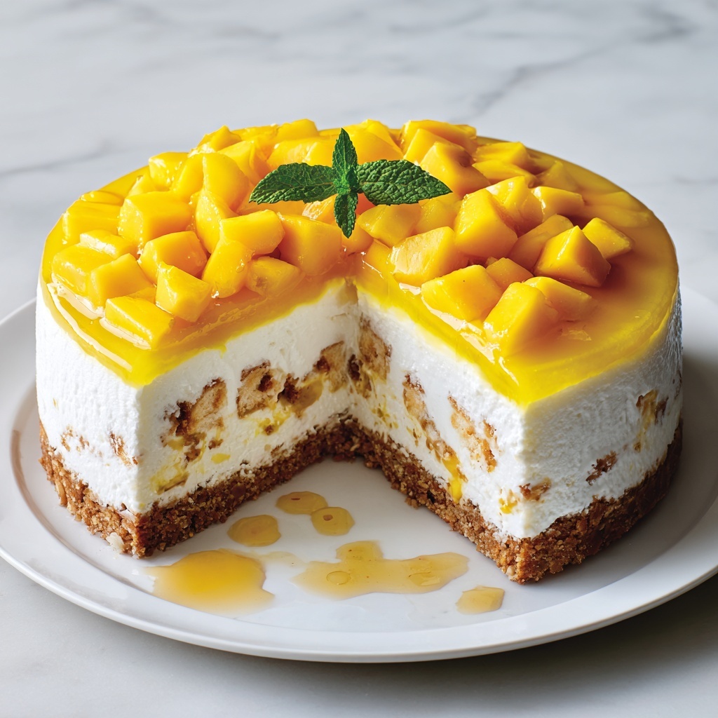 Unbaked Cheese and Mango Cake Recipe - Recipe Image