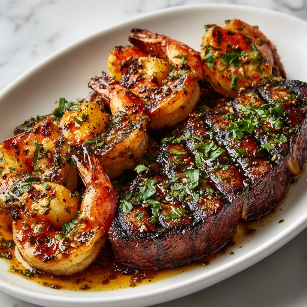Garlic Butter Grilled Steak and Shrimp Recipe - Recipe Image