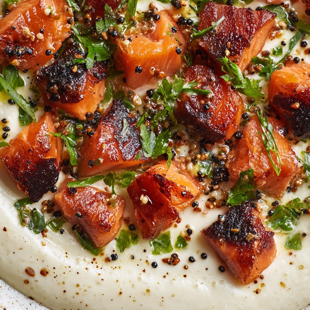 Salmon Bites with Garlic Cream Sauce Recipe - Recipe Image