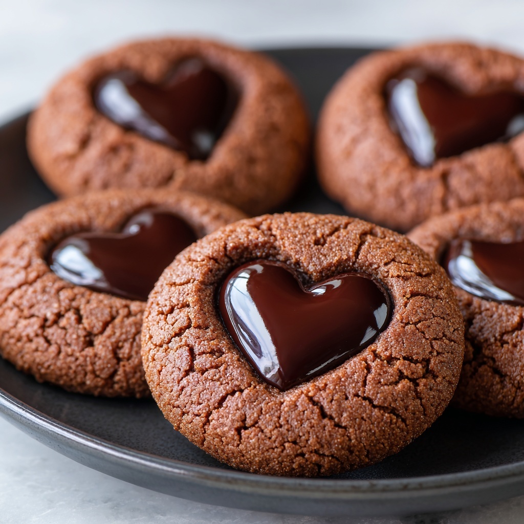 Heart-Shaped Chocolate Thumbprint Cookies Recipe - Recipe Image