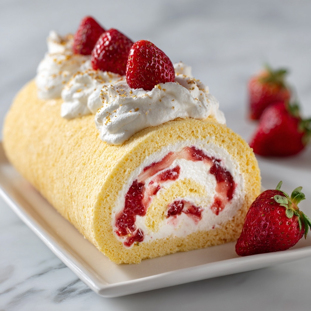 Easy Strawberry Cake Roll Recipe - Recipe Image