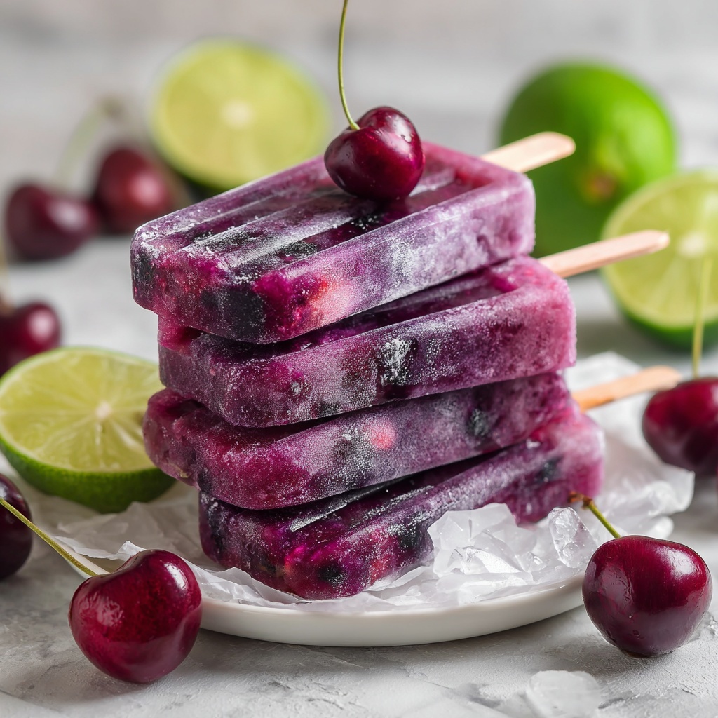 Cherry Lime Ice Pops Recipe - Recipe Image