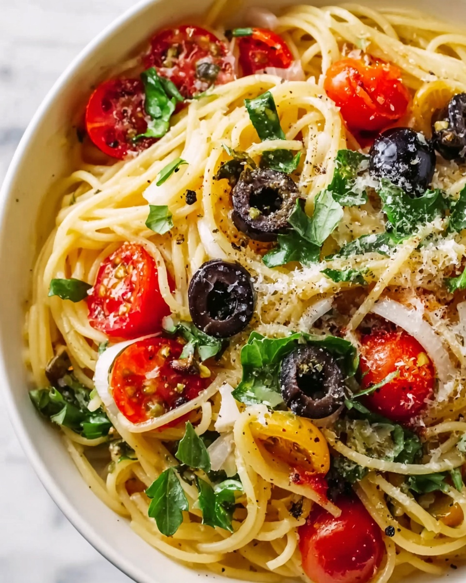 Spaghetti Salad with Fresh Vegetables and Feta Recipe - Recipe Image