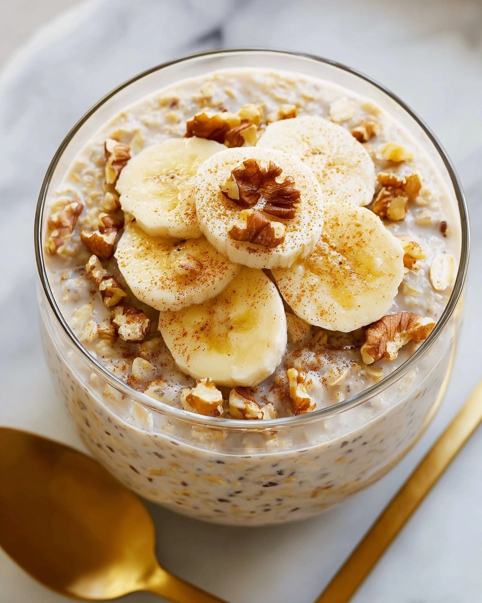 Healthy Banana Bread Overnight Oats Recipe - Recipe Image