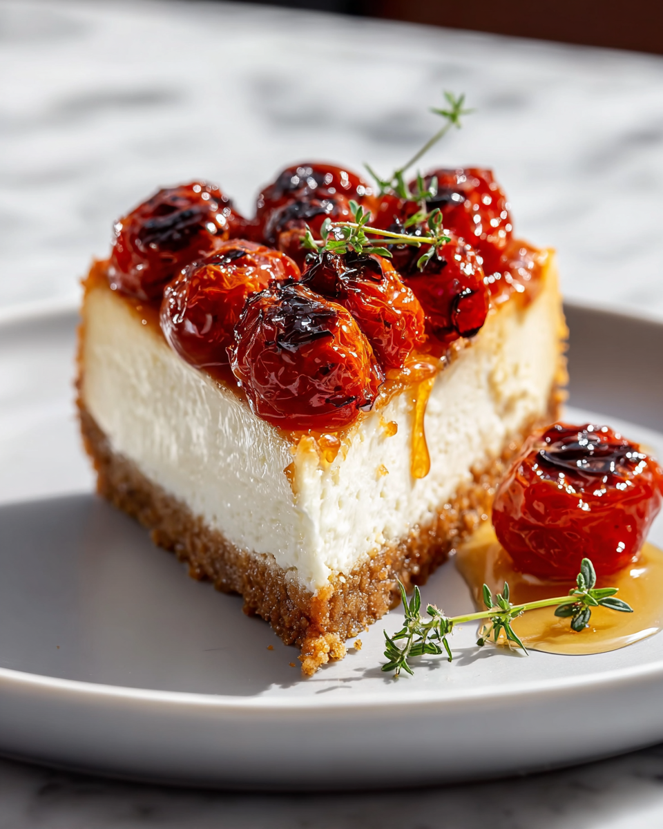 Savory Cheesecake with Roasted Tomato Jam and Parmesan Crust Recipe - Recipe Image