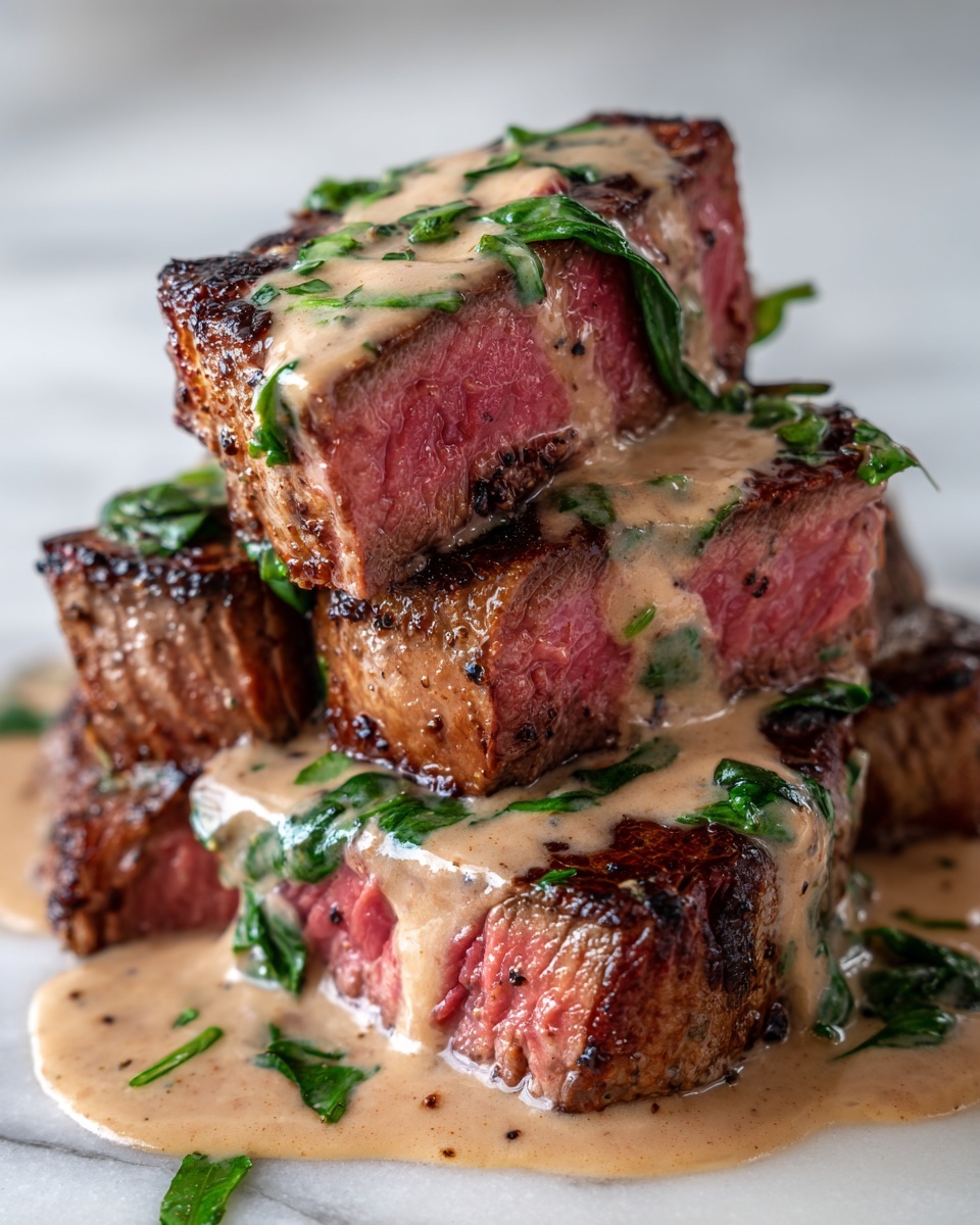 Peppercorn-Crusted Filet Mignon with Creamy Green Peppercorn Sauce Recipe - Recipe Image