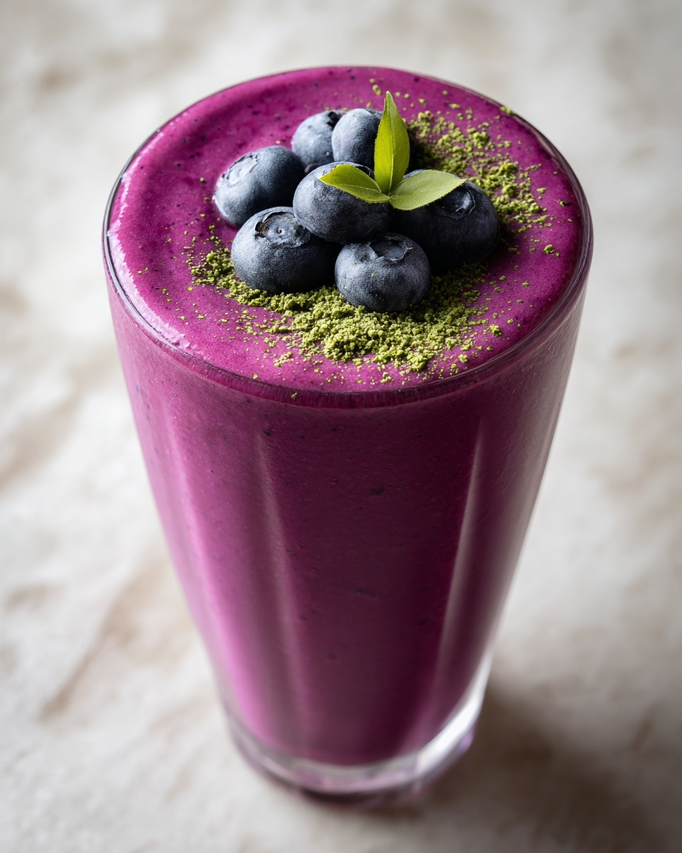Wild Blueberry Vanilla Matcha Smoothie Recipe - Recipe Image