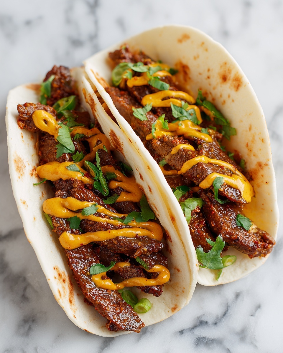 Garlic Butter Honey BBQ Beef Tacos Recipe - Recipe Image