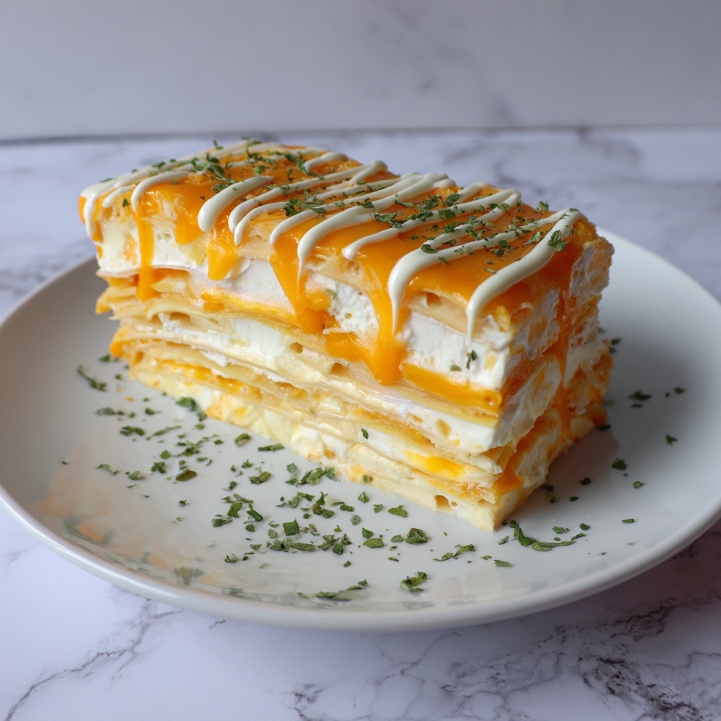 Cheesy Buffalo Chicken Lasagna with Ranch Drizzle Recipe - Recipe Image