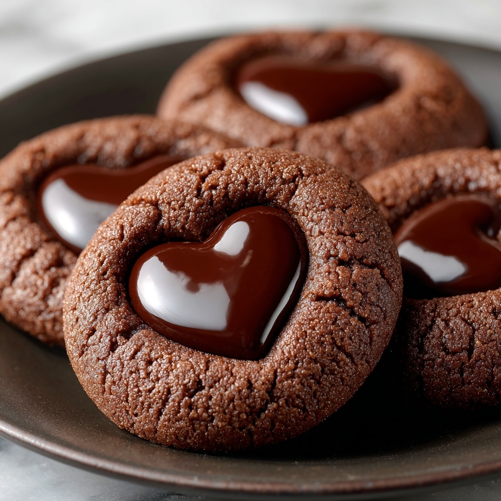 Heart-Shaped Chocolate Thumbprint Cookies Recipe - Recipe Image