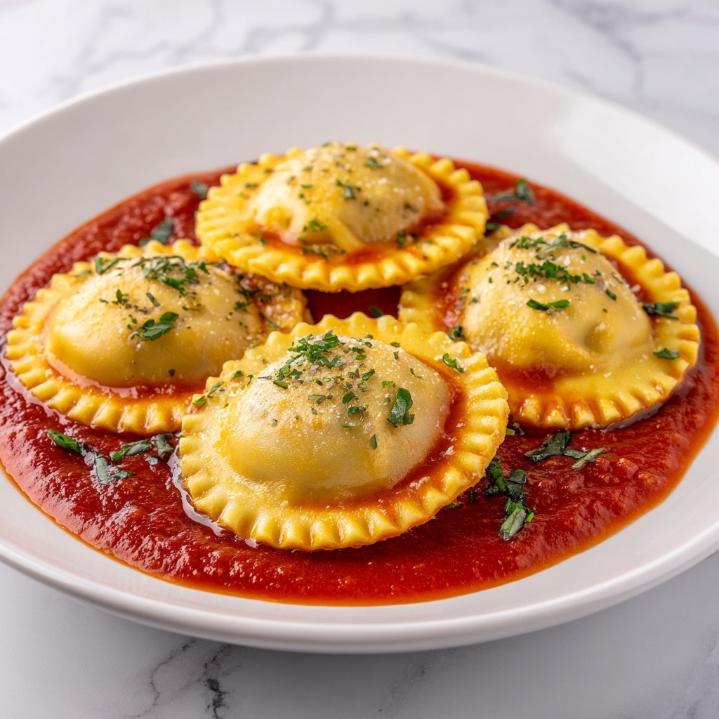 Ravioli Ears (Meat Ravioli Shaped Like Ears with Tomato Sauce) Recipe - Recipe Image