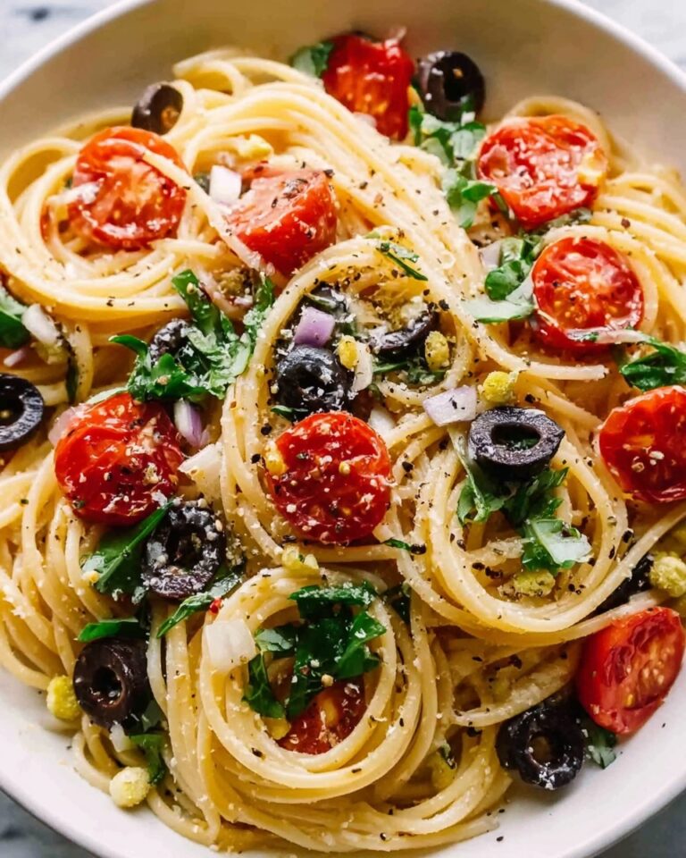 Spaghetti Salad with Fresh Vegetables and Feta Recipe