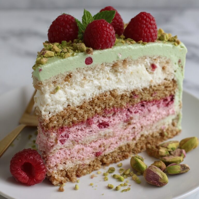 Elegant Pistachio Raspberry Crunch Cheesecake Recipe