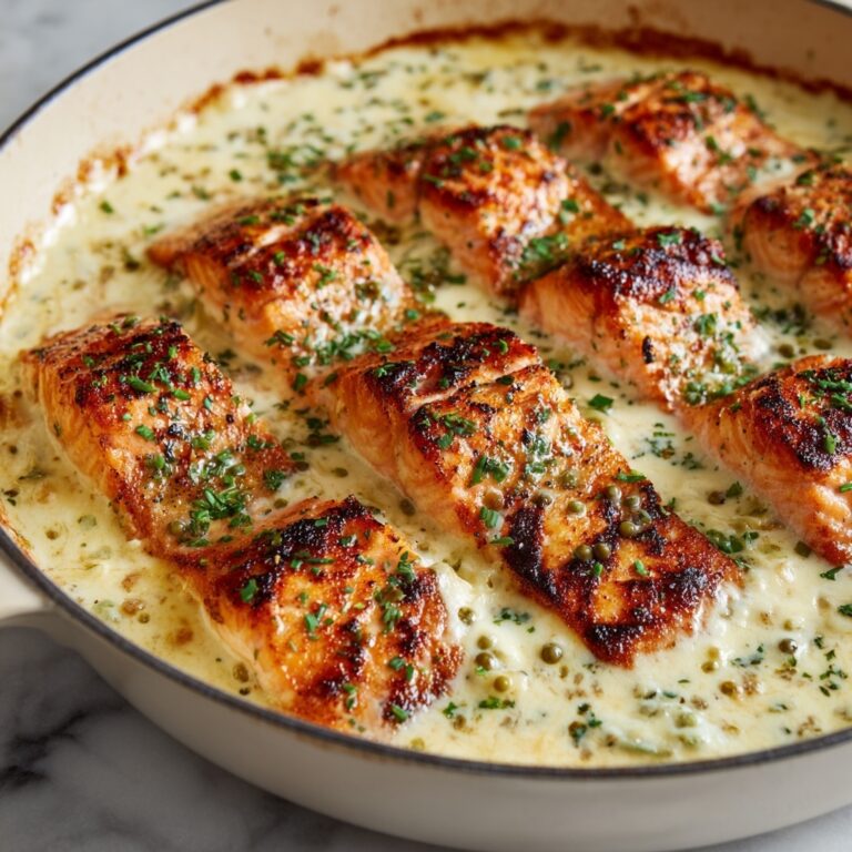 Salmon Bites with Garlic Cream Sauce Recipe