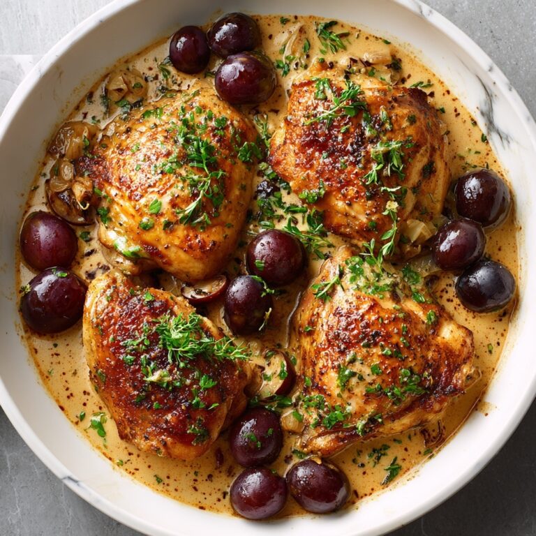 Chicken Thighs with Mustard, Tarragon, and Grape Pan Sauce Recipe