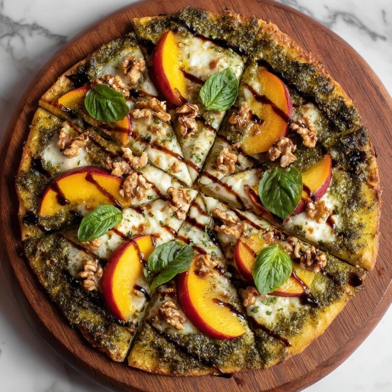 Toasted Walnut Pesto and Caramelized Nectarine Pizza with Spicy Balsamic Drizzle Recipe