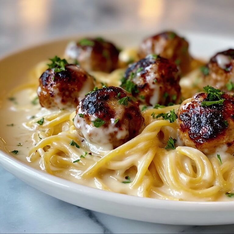 Garlic Butter Chicken Balls with Creamy Parmesan Pasta Recipe
