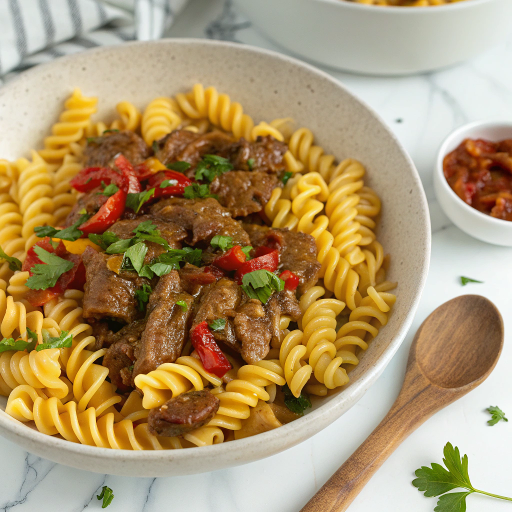 One Pot Beef and Garlic Butter Pasta Recipe - Recipe Image