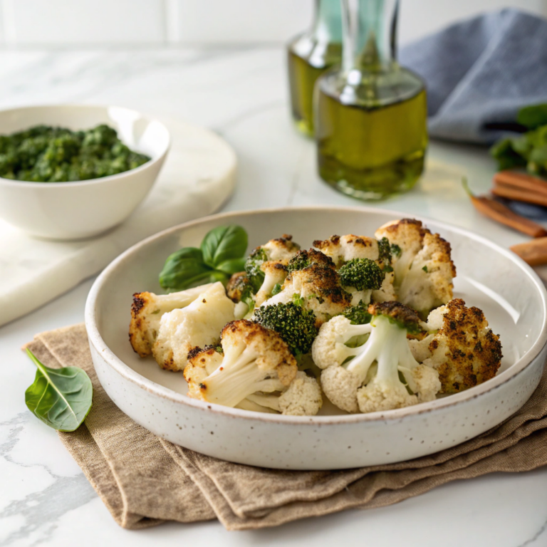 Parmesan Pesto Roasted Cauliflower Recipe