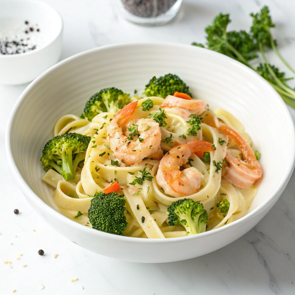 Broccoli Shrimp Alfredo Recipe - Recipe Image