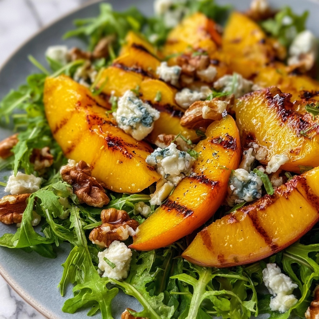Grilled Peach Salad with Gorgonzola and Walnuts Recipe - Recipe Image