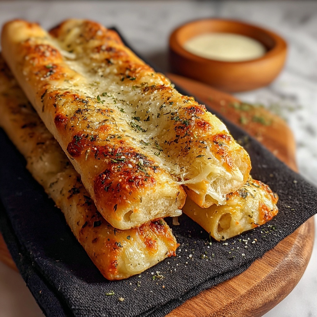Golden Sourdough Cheesy Breadsticks Recipe - Recipe Image