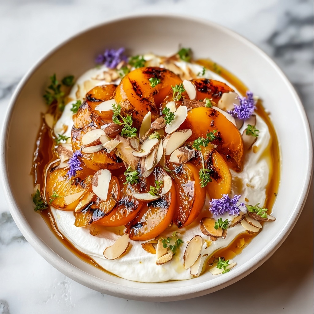 Grilled Apricots with Whipped Goat Cheese and Thyme Honey Glaze Recipe - Recipe Image