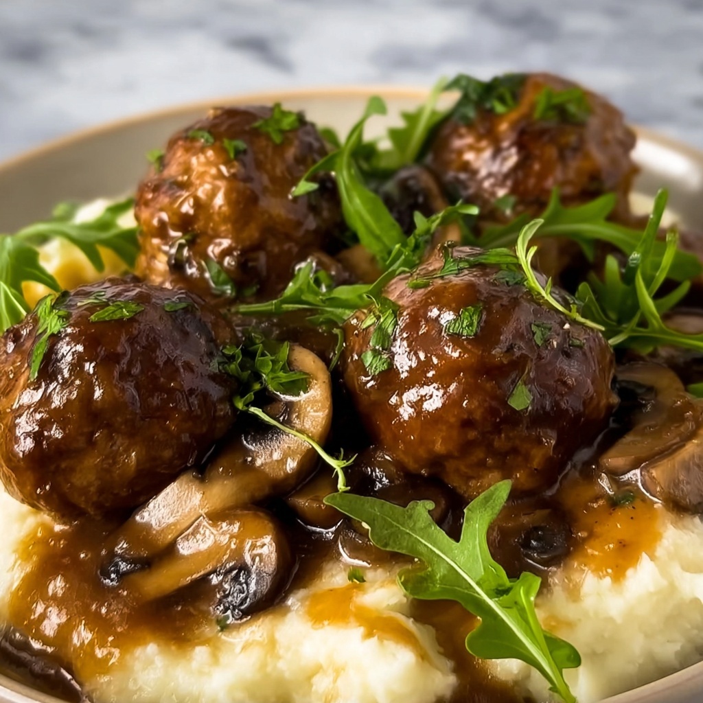 The Ultimate Salisbury Steak Meatballs with Mushroom Gravy Recipe - Recipe Image