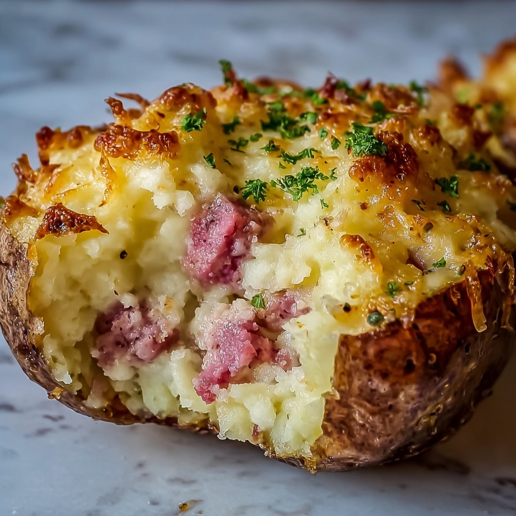 Reuben Stuffed Baked Potatoes Recipe - Recipe Image