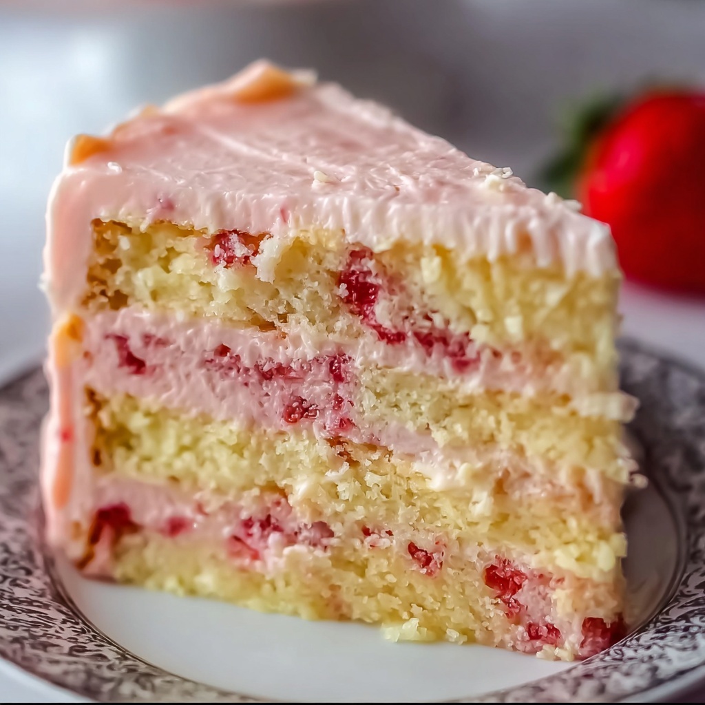 Strawberry Cake With Fresh Strawberry Frosting Recipe - Recipe Image