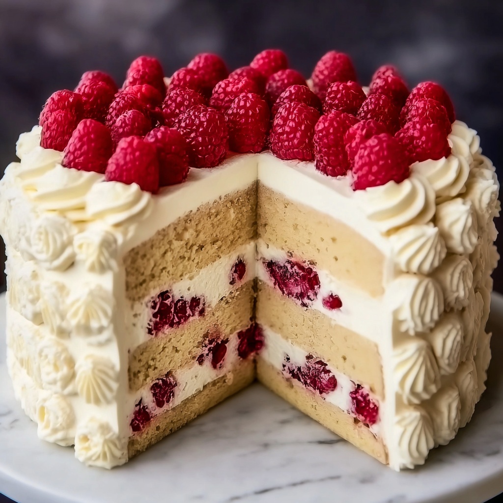 White Chocolate Raspberry Cake with White Chocolate Buttercream Recipe - Recipe Image