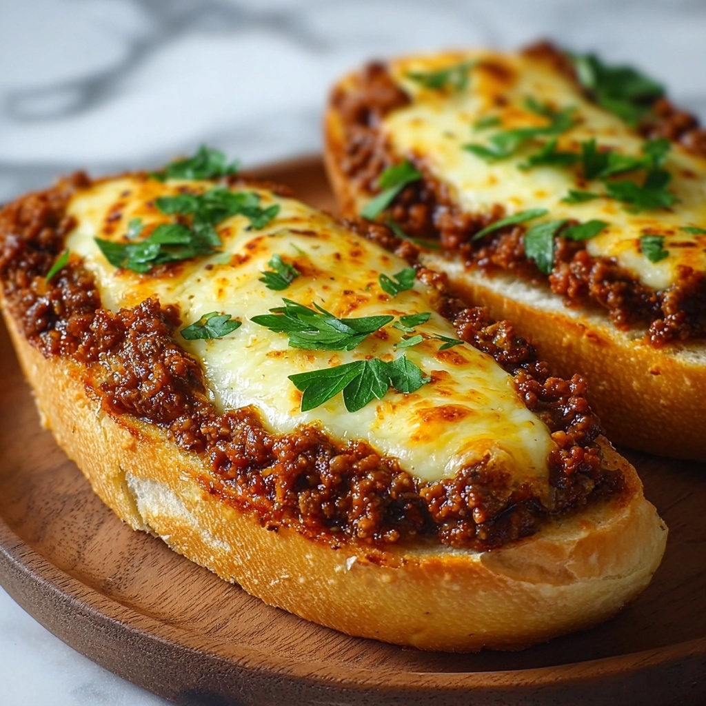 Cheesy Garlic Bread Sloppy Joe Melts Recipe - Recipe Image